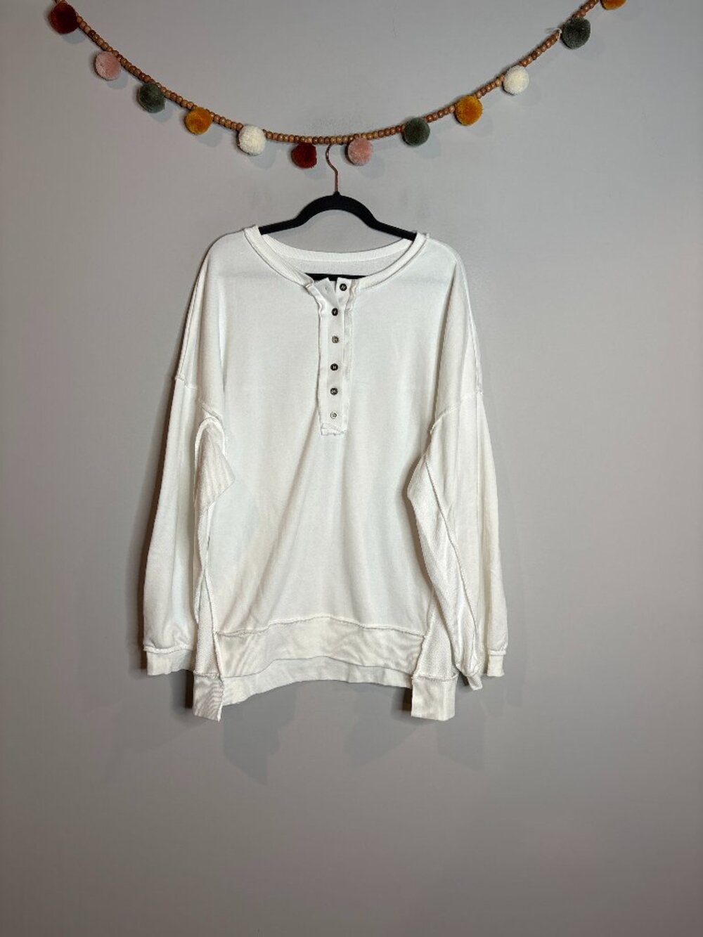 Amazon white snap up henley sweatshirt tunic